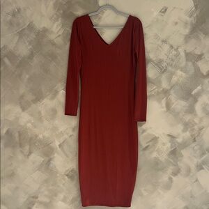 Maternity Red V-Neck Dress